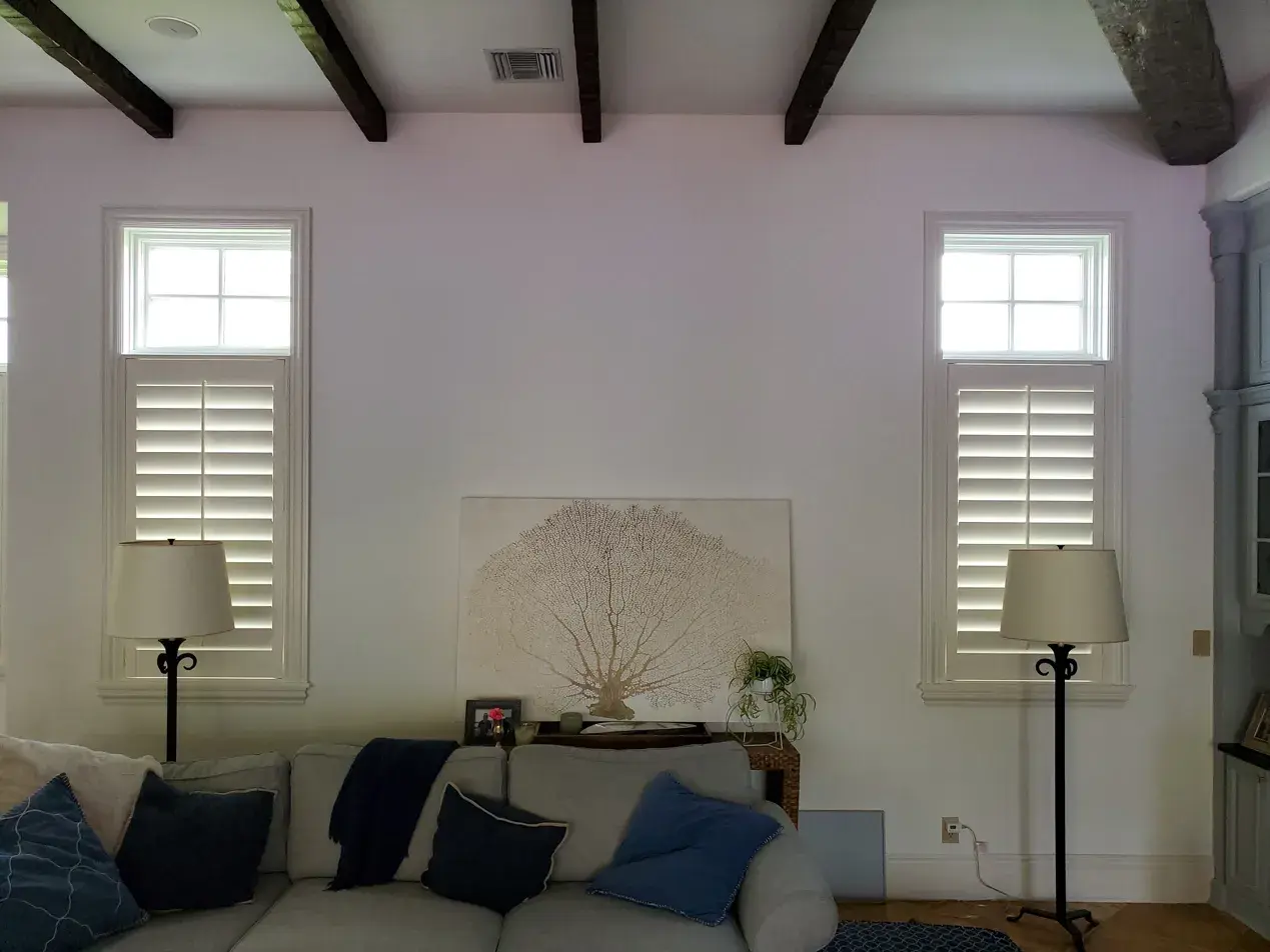 Café style shutters in living room