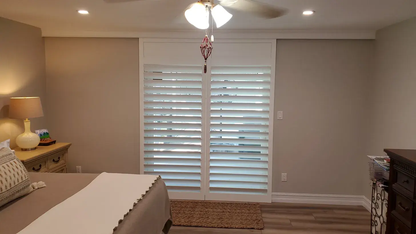 Bypass closet shutters in bedroom